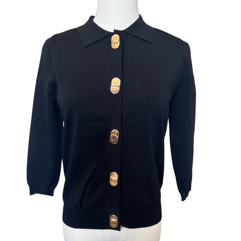 Aleeza Women's Top in Black with Gold Snap Buttons Size XS